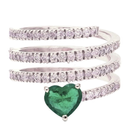 'HEART OF THE TORNADO' DIAMOND & EMERALD RING