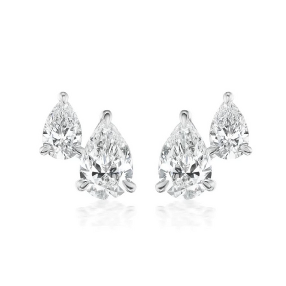 TWIN DIAMOND PEAR STUDS