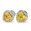 YELLOW SAPPHIRE HALO HEARTBEAT STUDS | MINI EARRINGS