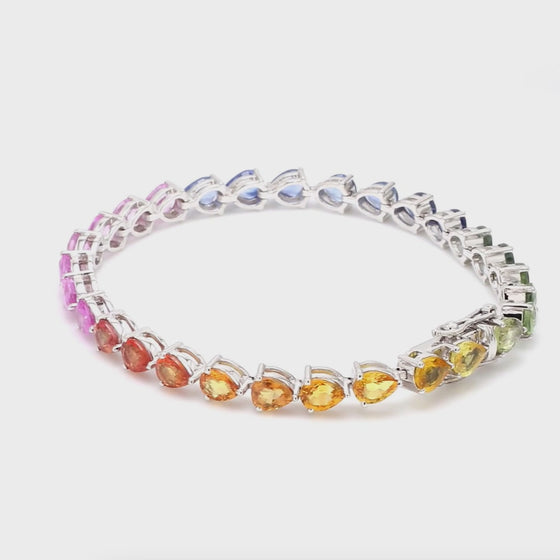 PARTY-COLORED SAPPHIRE PEAR-CUT TENNIS BRACELET