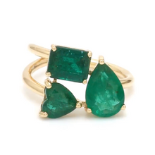  EMERALD TRIPLET MIX-SHAPE RING