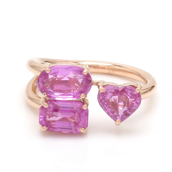 PINK SAPPHIRE TRIPLET MIX-SHAPE RING