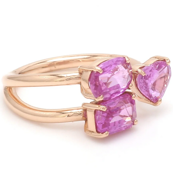 PINK SAPPHIRE TRIPLET MIX-SHAPE RING