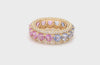 DIAMOND WRAPPED PINK & BLUE SAPPHIRE HEART ETERNAL RING | HYBRID BAND