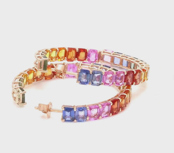 PARTY-COLORED SAPPHIRE CHUNKY HOOPS