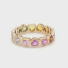 PARTY-COLORED SAPPHIRE HEART BEZELED ETERNAL RING