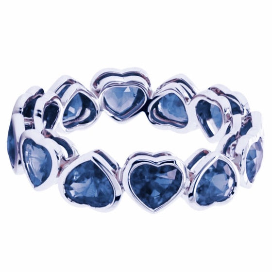 BLUE SAPPHIRE HEART BEZELED ETERNAL RING