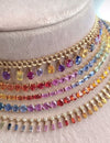 DIAMOND & PARTY-COLORED SAPPHIRE FRINGE NECKLACE