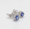 BLUE SAPPHIRE HALO HEARTBEAT STUDS | MINI EARRINGS