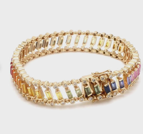 DIAMOND & PARTY-COLORED SAPPHIRE CAGE BRACELET