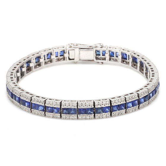 DIAMOND & BLUE SAPPHIRE TENNIS BRACELET