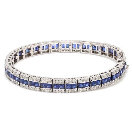 DIAMOND & BLUE SAPPHIRE TENNIS BRACELET