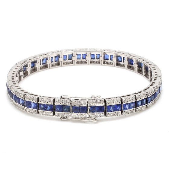 DIAMOND & BLUE SAPPHIRE TENNIS BRACELET