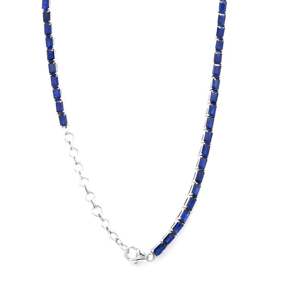 BLUE SAPPHIRE (EMERALD-CUT) TENNIS NECKLACE