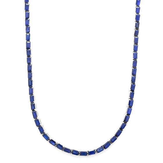 BLUE SAPPHIRE (EMERALD-CUT) TENNIS NECKLACE