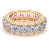 DIAMOND WRAPPED PINK & BLUE SAPPHIRE HEART ETERNAL RING | HYBRID BAND