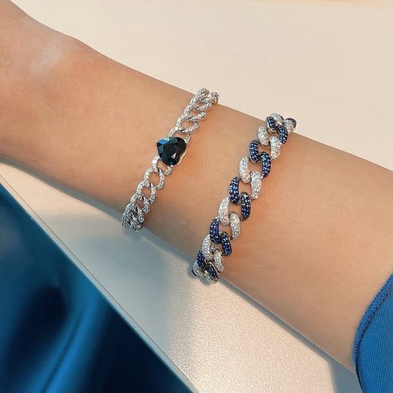 CHUNKY DIAMOND & BLUE SAPPHIRE CHAIN BRACELET