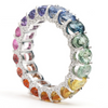 DIAMOND PEEK-A-BOO CHUNKY PARTY-COLORED SAPPHIRE OVAL ETERNAL RING