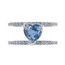  BLUE CANDY HEART DOUBLE DIAMOND BAND RING