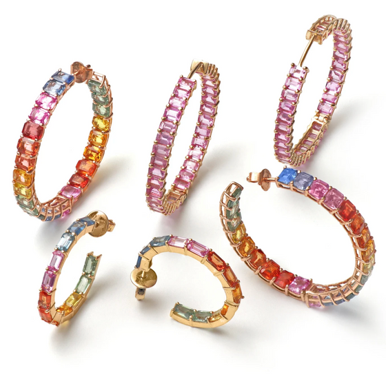 PARTY-COLORED SAPPHIRE CHUNKY HOOPS