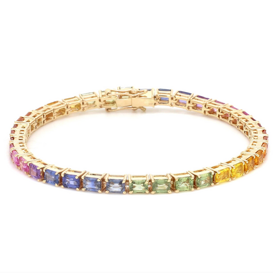 PARTY-COLORED SAPPHIRE (EMERALD-CUT) BRACELET