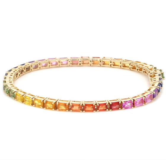 PARTY-COLORED SAPPHIRE (EMERALD-CUT) BRACELET