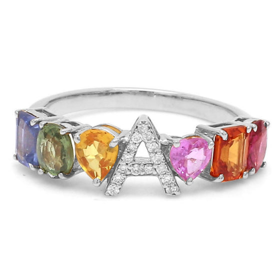 PARTY-COLORED SAPPHIRE "INITIAL-REACTION" RING | LETTER RING