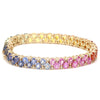 DIAMOND & PARTY-COLORED SAPPHIRE PEAR TENNIS BRACELET