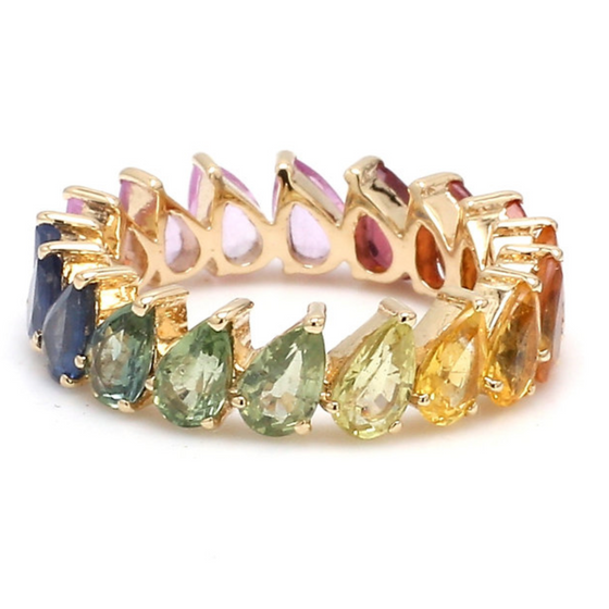 PARTY-COLORED SAPPHIRE PEAR ETERNAL RING