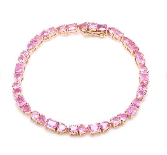 PINK SAPPHIRE MIX-SHAPE TENNIS BRACELET