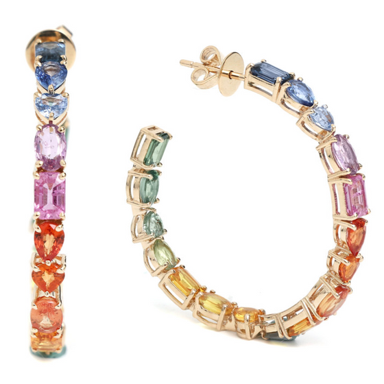 PARTY-COLORED SAPPHIRE MIX-SHAPE HOOPS