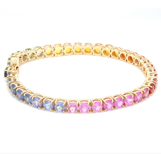 PARTY-COLORED SAPPHIRE LARGE (ROUND-CUT) TENNIS BRACELET