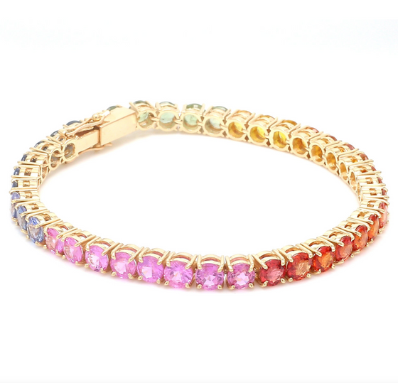 PARTY-COLORED SAPPHIRE LARGE (ROUND-CUT) TENNIS BRACELET