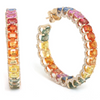 DIAMOND PEEK-A-BOO CHUNKY PARTY-COLORED SAPPHIRE HOOPS