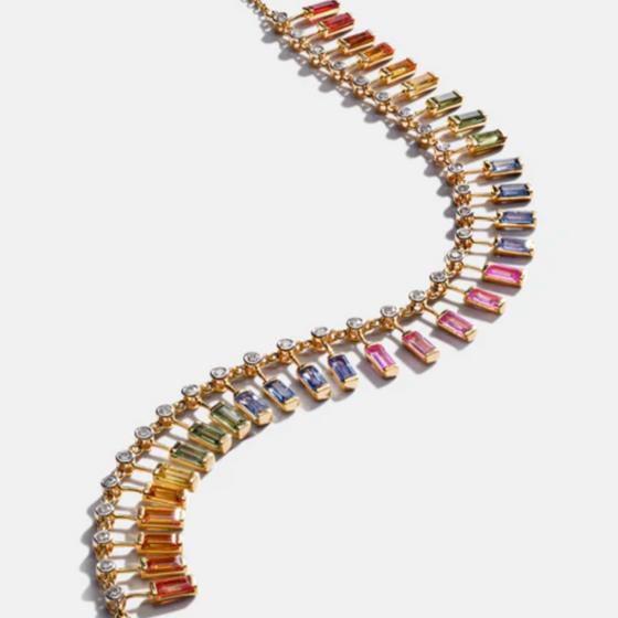 DIAMOND & PARTY-COLORED SAPPHIRE FRINGE NECKLACE