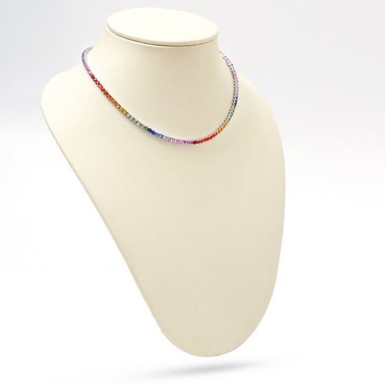 PARTY-COLORED SAPPHIRE TENNIS NECKLACE | EVERYDAY NECKLACE