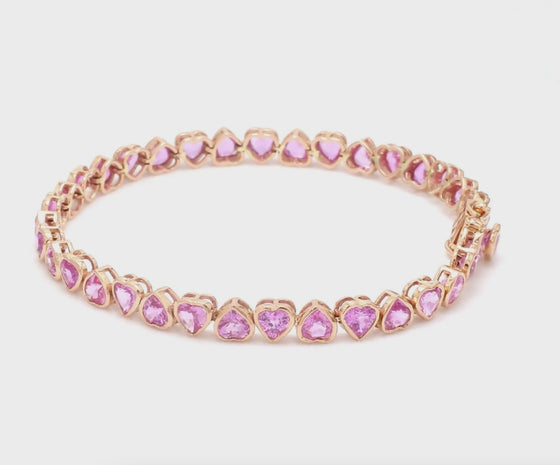 PINK SAPPHIRE HEART BEZELED BRACELET