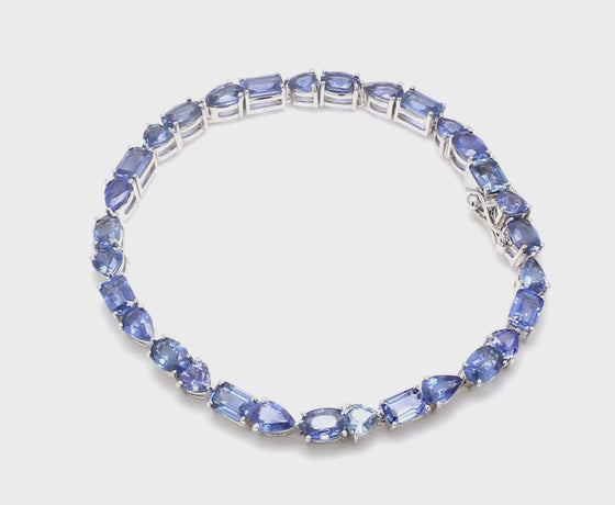 BLUE SAPPHIRE MIX-SHAPE TENNIS BRACELET