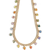 BEZELED PARTY-COLORED SAPPHIRE HEART CHAIN NECKLACE