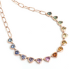 BEZELED PARTY-COLORED SAPPHIRE HEART PAPERCLIP NECKLACE