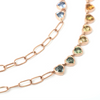 BEZELED PARTY-COLORED SAPPHIRE HEART PAPERCLIP NECKLACE