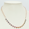 BEZELED PARTY-COLORED SAPPHIRE HEART PAPERCLIP NECKLACE