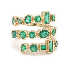  TORNADO EMERALD MIX-SHAPE BEZELED RING