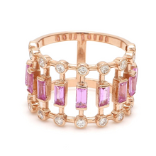  DIAMOND & PINK SAPPHIRE CAGE RING