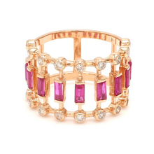  DIAMOND & RUBY CAGE RING