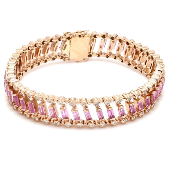 DIAMOND & PINK SAPPHIRE CAGE BRACELET