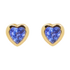 BLUE SAPPHIRE BEZELED HEARTBEAT STUDS | MICRO EARRINGS