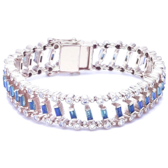 DIAMOND & BLUE SAPPHIRE CAGE BRACELET