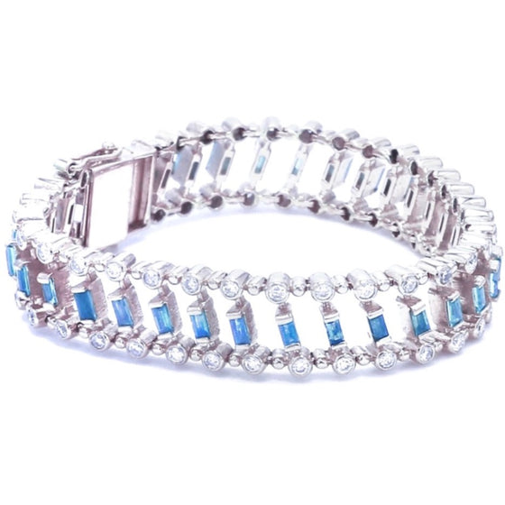 DIAMOND & BLUE SAPPHIRE CAGE BRACELET