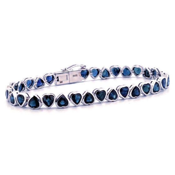 BLUE SAPPHIRE HEART BEZELED BRACELET